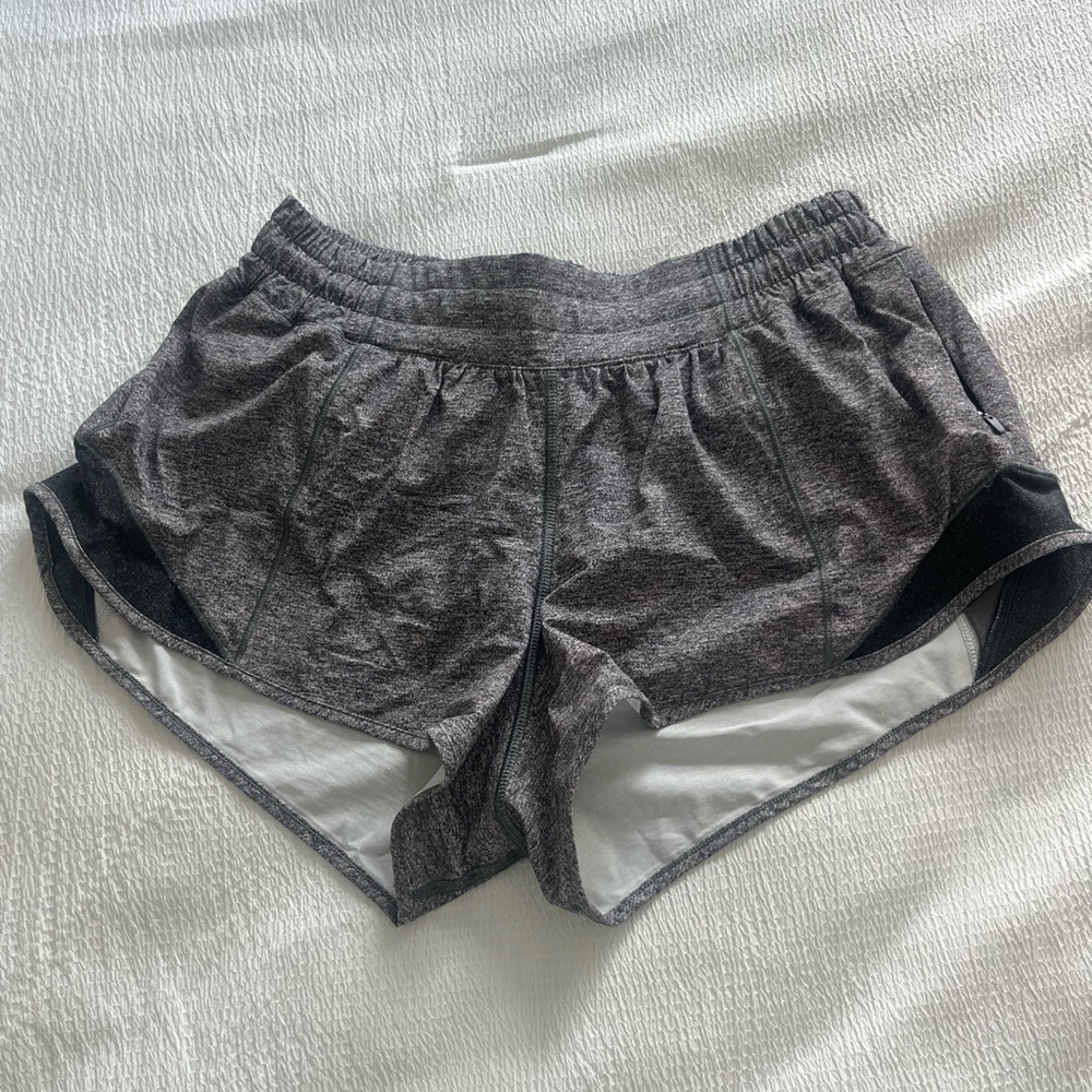Gray lululemon hotty hot shorts. Size 6, 2.5 inch low rise